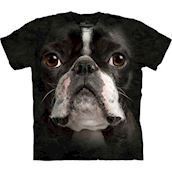 T-shirt med k�mpe Boston Terrier ansigt