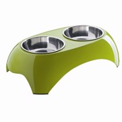 Dobbelt hundesk�l - smart foderbar, gr�n