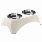 Dobbelt hundesk�l - smart foderbar, hvid