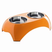 Dobbelt hundesk�l - smart foderbar, orange
