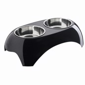 Dobbelt hundesk�l - smart foderbar, sort