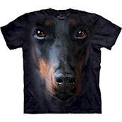 T-shirt med k�mpe Dobermann ansigt