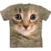 T-shirt med k�mpe gr�stribet kat
