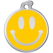 Hundetegn i rustfrit metal med smiley