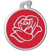 Hundetegn i rustfrit metal med rose