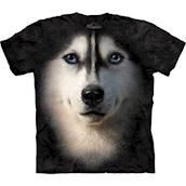 T-shirt med k�mpe Siberian Husky ansigt