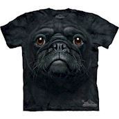 T-shirt med k�mpe sort mops ansigt