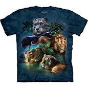 T-shirt med l�ve, tiger, panter og leopard
