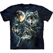 T-shirt med 3 ulve og m�ne motiv