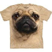 T-shirt med k�mpe Mops ansigt