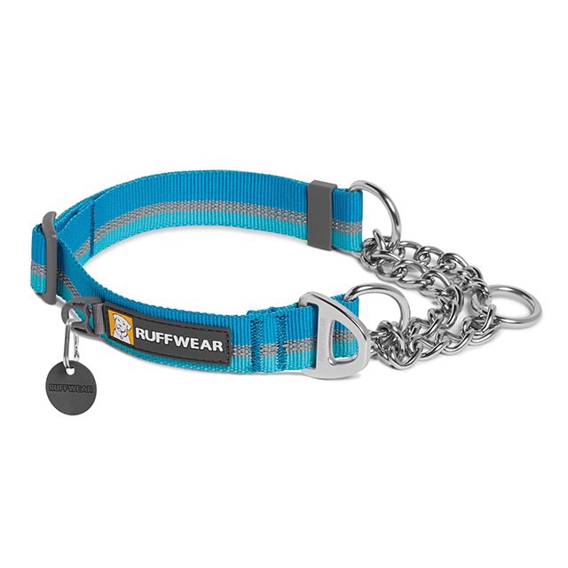 Ruffwear Chain Reaction, Blå, halv-kvæl halsbånd med kæde