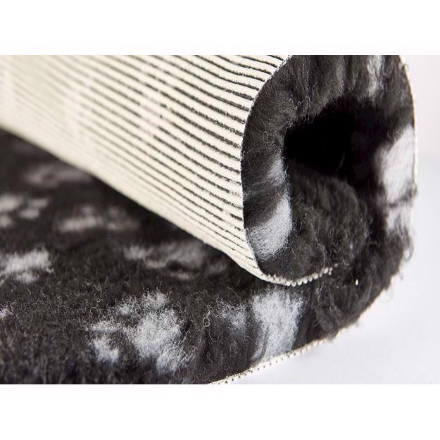 Luksus Vetbed hundetæppe, Sort med grå poter 100 x 150 cm