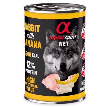 Billede af Alpha Spirit dåsemad, Rabbit with banana, 400g