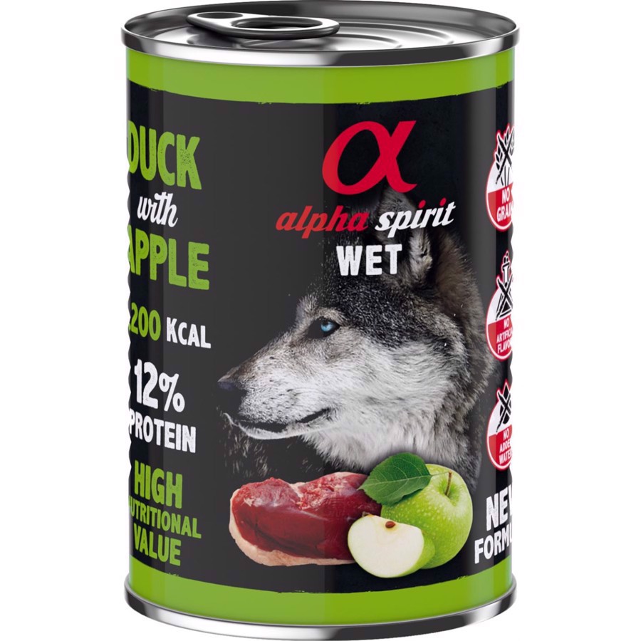 Billede af Alpha Spirit dåsemad, Duck with apple, 400g