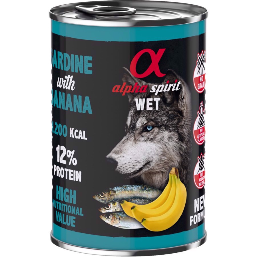 Alpha Spirit dåsemad, Sardine with Banana, 400g