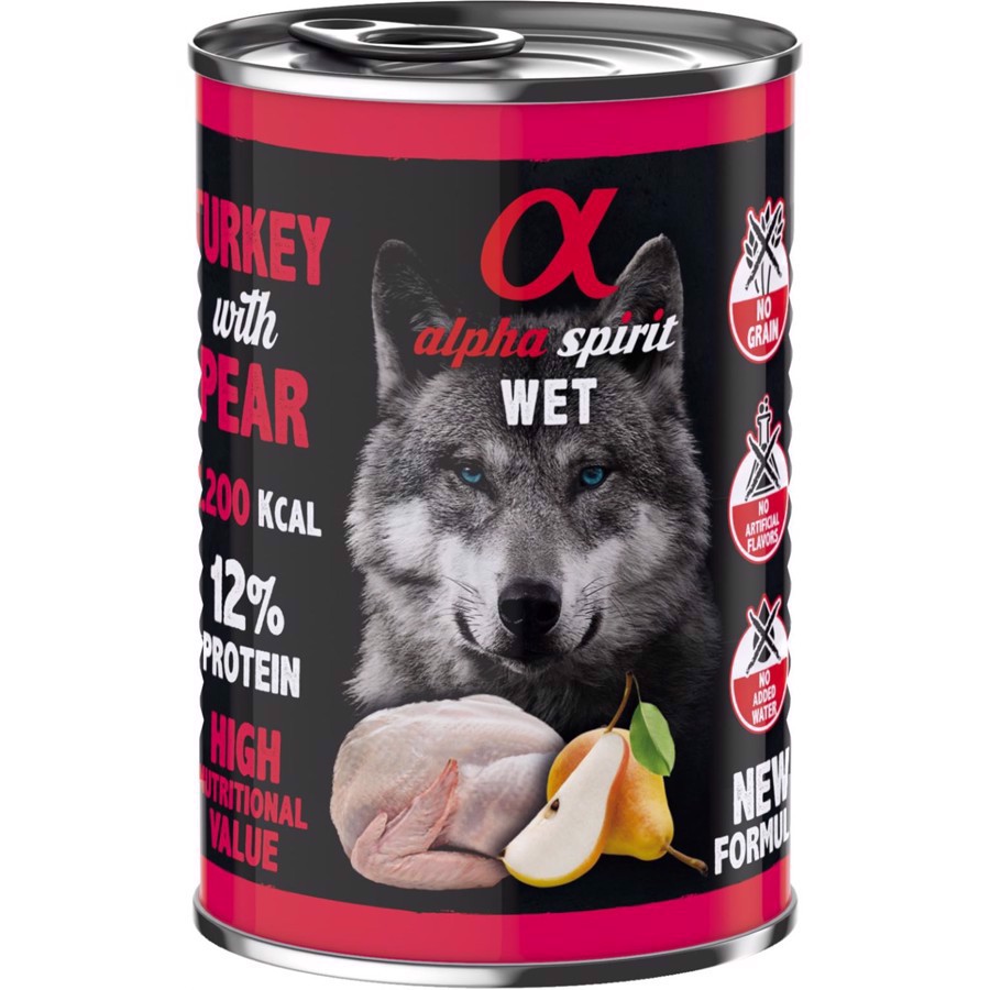 Billede af Alpha Spirit dåsemad, Turkey with Pear, 400g