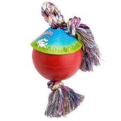 Jolly Romp-n-Roll holdbar og punkterfri bold med reb, rød, 20 cm