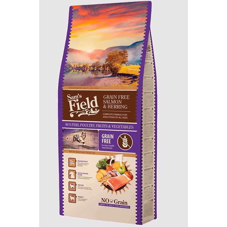 Sams Field Grain Free Salmon & Herring, 13 kg