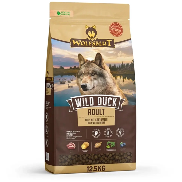 WolfsBlut Wild Duck Adult med and, 12.5 kg
