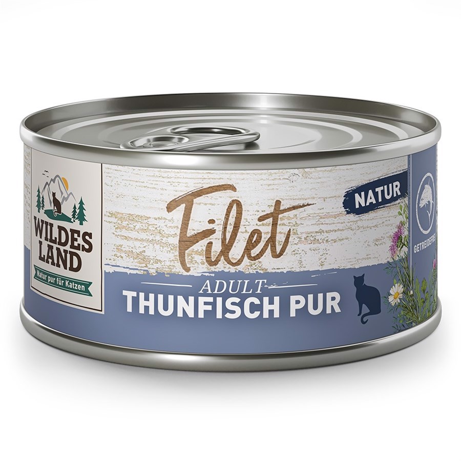 Se Wildes Land Cat Filet Tuna Pure dåsemad, 80g hos MyPets.dk