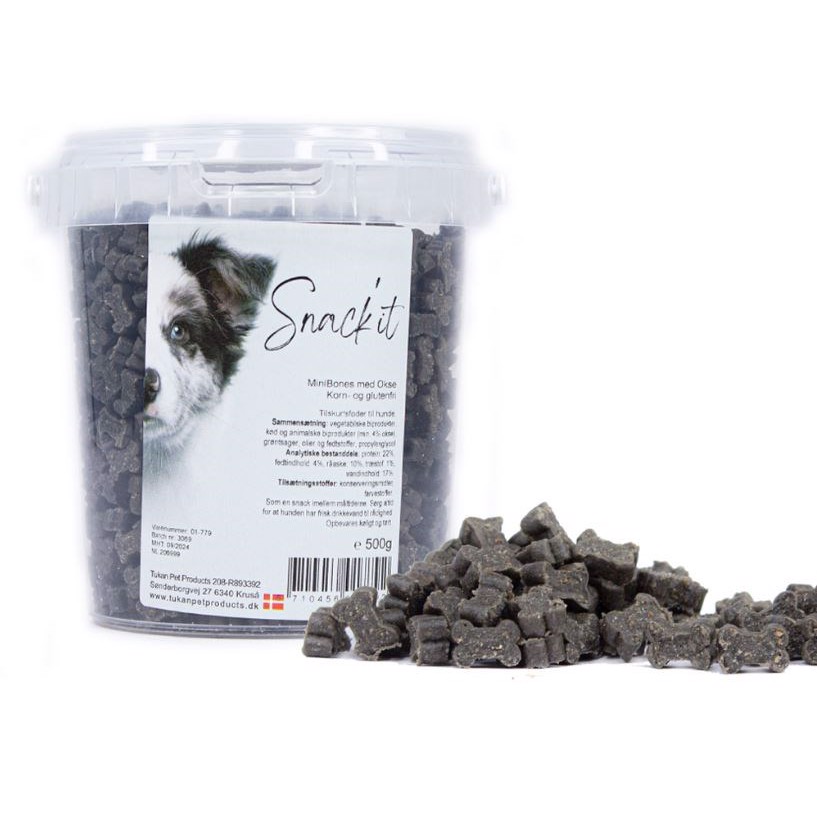 Billede af SnackIt Semi-moist mini bones, Okse, 500g hos MyPets.dk