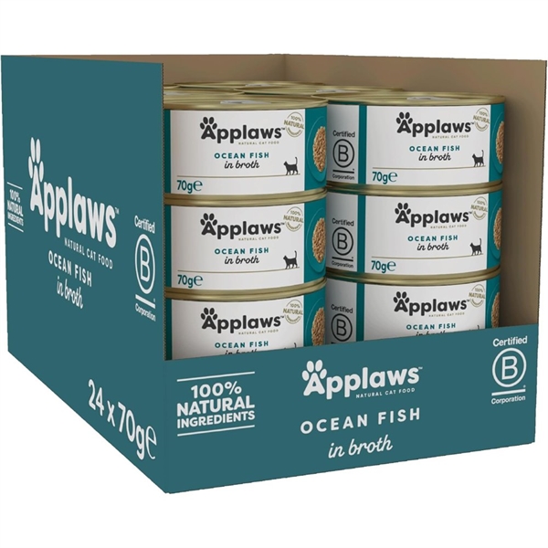 Applaws Cat Dåsemad, Ocean Fish in Broth, 24 x 70g