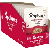Applaws Cat Pouch Chicken Breast With Beef Jelly, 16 pouches
