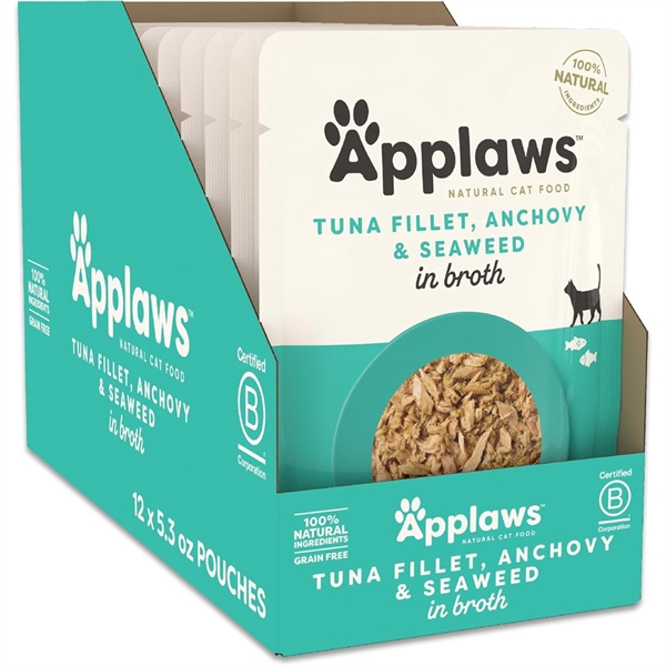 Applaws Cat Pouch Tuna Fillet With Anchovy, 12 pouches