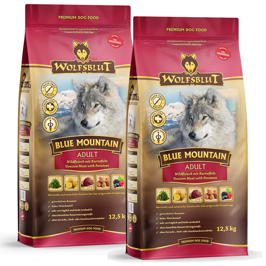 Se 2 x 12.5 kg. Wolfsblut Blue Mountain Adult storkøb rabat hos MyPets.dk