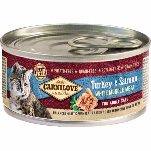 Carnilove Cat Adult dåsemad Kalkun & Laks, 12 dåser á 100g