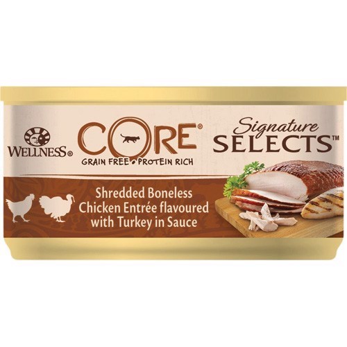 Billede af Core Shredded Boneless Chicken Entree dåsemad, 24 x 79g