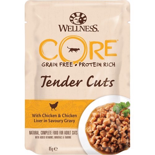 Billede af Core Tender Cuts Chicken/liver, 24 x 85g hos MyPets.dk