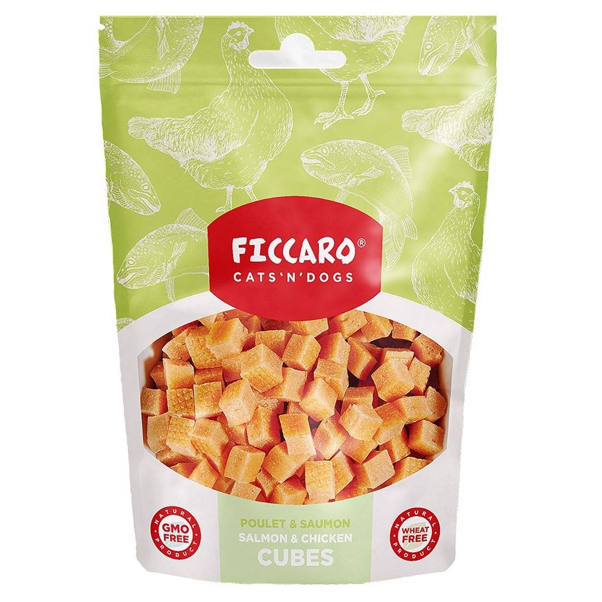 Billede af FICCARO Salmon and Chicken Cubes, 100g hos MyPets.dk