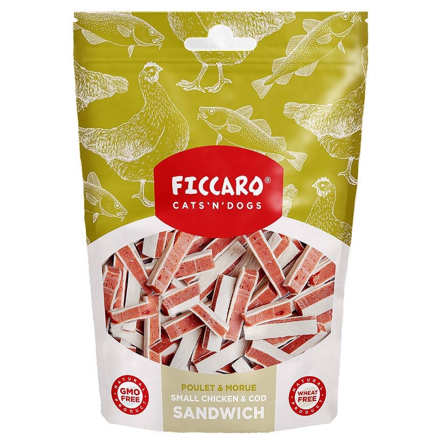 Billede af FICCARO Small Chicken and Cod Sandwish, 100g hos MyPets.dk