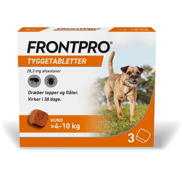 Frontpro tyggetablet mod flåter og lopper på hunde, 4-10 kg