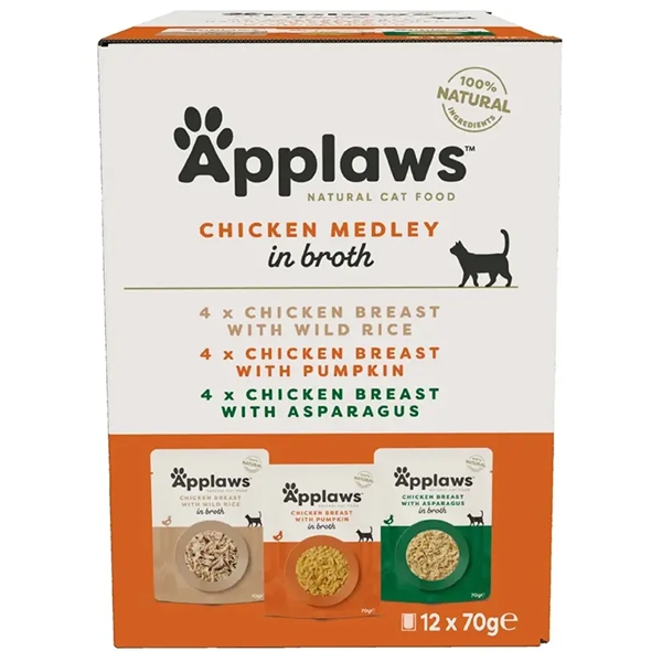 Applaws Cat Pouch Chicken Broth Medley, 12 pouches