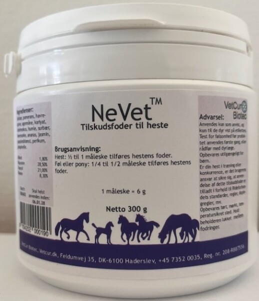 Vetcur NeVet pulver tilskud til hest, 300g