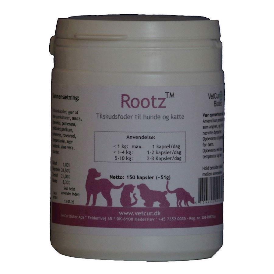 Vetcur Rootz tilskud til hund og kat, 180 kapsler