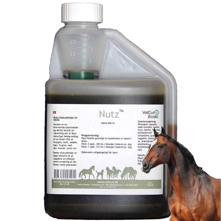Se Vetcur NUTZ - Olie tilskudsfoder til hest, 500ml hos MyPets.dk