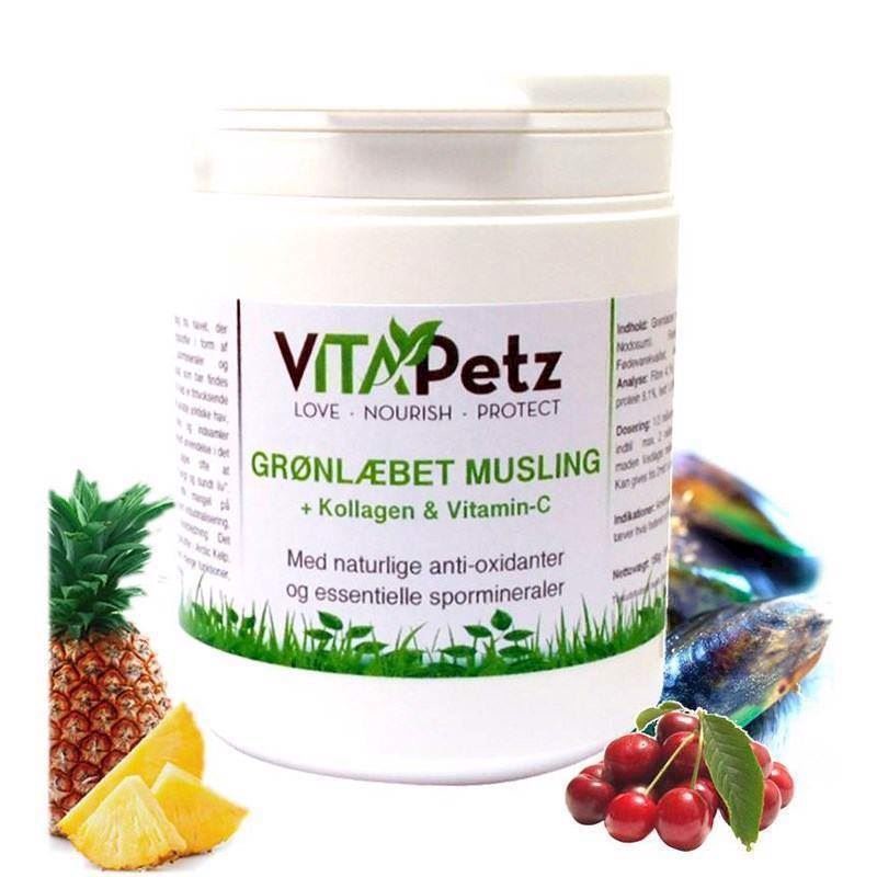 VitaPetz Grønlæbet Musling + Kollagen og Vitamin C, 450gr.