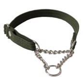 Webbing halsbånd med kæde, Grøn