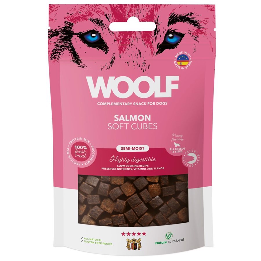 Billede af Woolf Soft Cubes Salmon, 100g