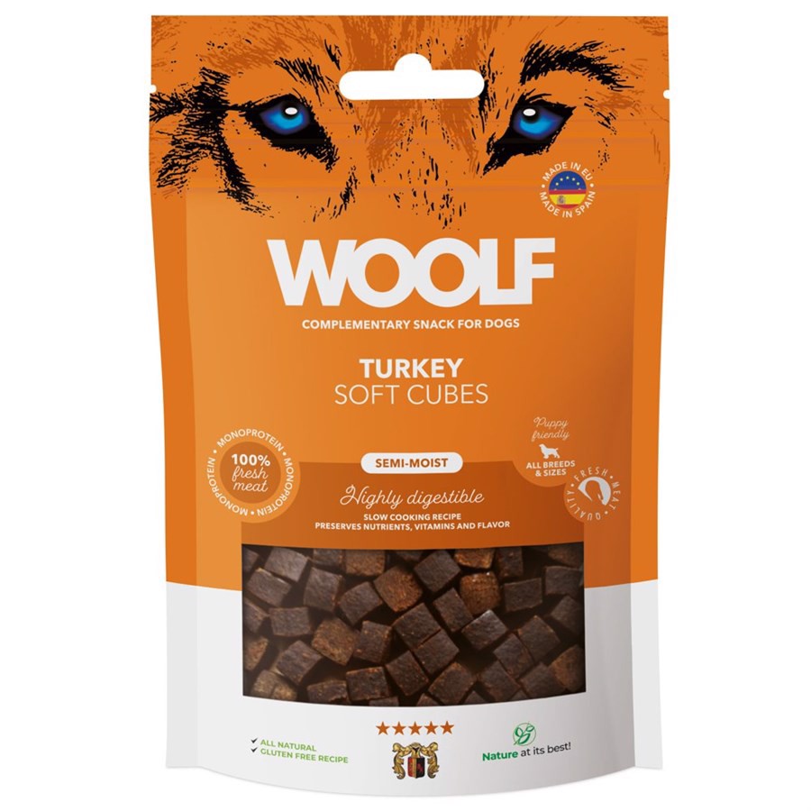 Billede af Woolf Soft Cubes Turkey, 100g hos MyPets.dk