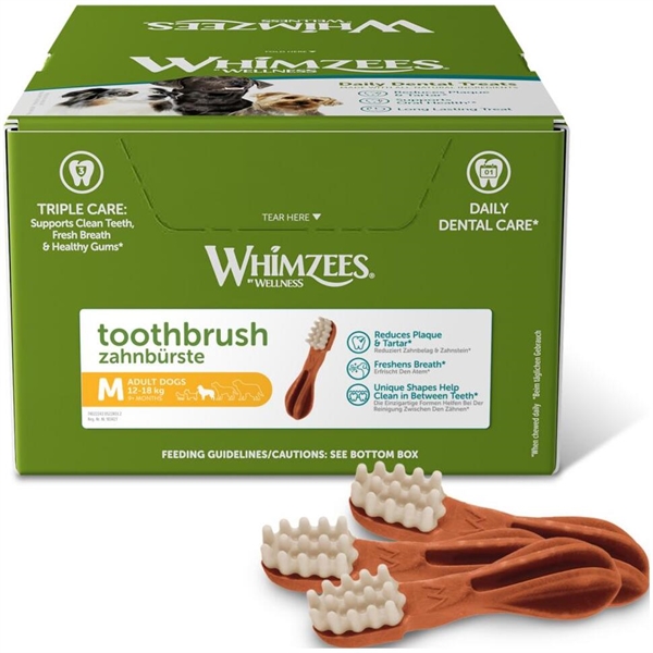 Whimzees Toothbrush Dental Treat Medium, kasse med 75 stk