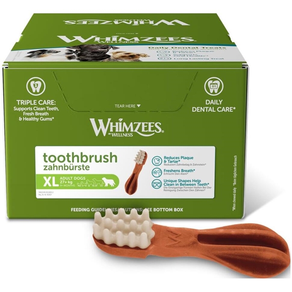 Whimzees Toothbrush Dental Treat XL, kasse med 18 stk