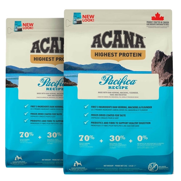 Acana Pacifica Recipe, 2 x 11.4 kg storkøb rabat