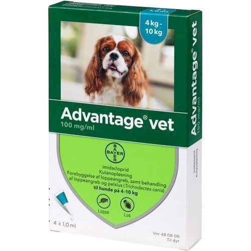 Billede af Advantage Vet loppemiddel til hunde 4-10 kg, 4 x 1 ml hos MyPets.dk