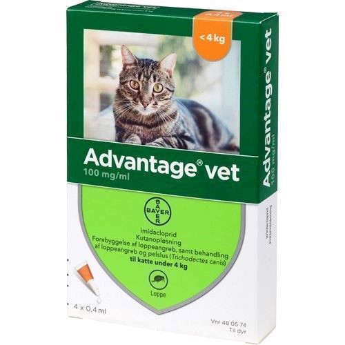 Billede af Advantage loppemiddel til katte under 4 kg, 4 x 0.4 ml