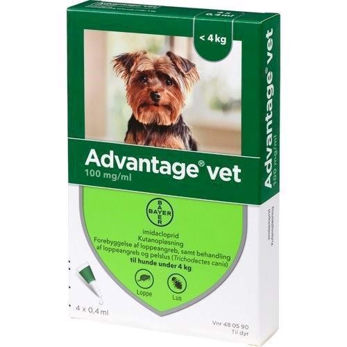 Billede af Advantage Vet loppemiddel til hunde 0-4 kg, 4 x 0.4 ml