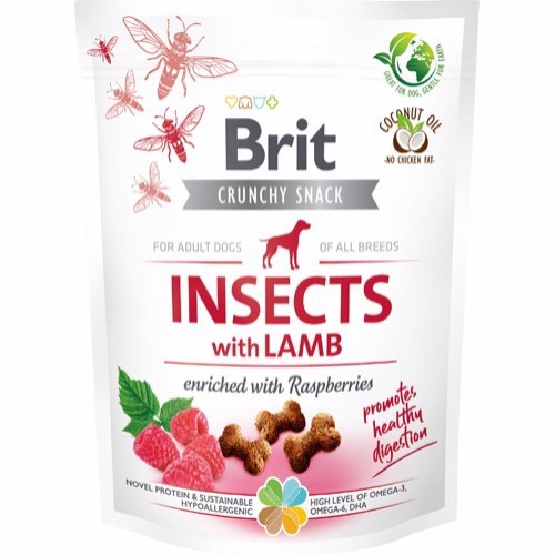 Se Brit Crunchy Cracker - Insects With Lamb, 6 x 200g hos MyPets.dk